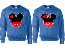 將圖片載入圖庫檢視器 Mickey and Minnie couple sweatshirts. Royal Blue sweaters for men, sweaters for women. Sweat shirt. Matching sweatshirts for couples
