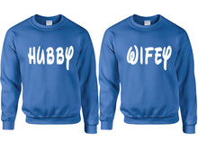 將圖片載入圖庫檢視器 Hubby and Wifey couple sweatshirts. Royal Blue sweaters for men, sweaters for women. Sweat shirt. Matching sweatshirts for couples
