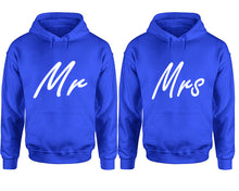 將圖片載入圖庫檢視器 Mr and Mrs hoodies, Matching couple hoodies, Royal Blue pullover hoodies
