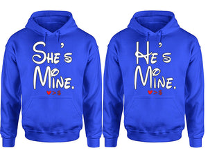 She's Mine He's Mine hoodie, Matching couple hoodies, Royal Blue pullover hoodies. Couple jogger pants and hoodies set.
