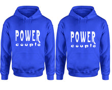Cargar imagen en el visor de la galería, Power Couple hoodies, Matching couple hoodies, Royal Blue pullover hoodies
