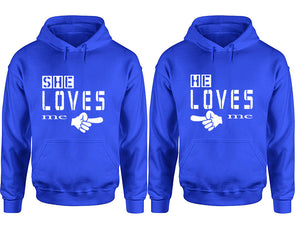 She Loves Me and He Loves Me hoodies, Matching couple hoodies, Royal Blue pullover hoodies