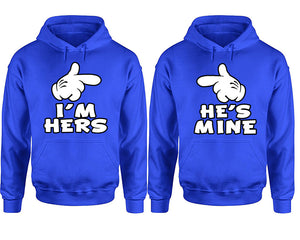 I'm Hers He's Mine hoodie, Matching couple hoodies, Royal Blue pullover hoodies. Couple jogger pants and hoodies set.