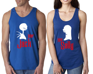 Her Jack His Sally  matching couple tank tops. Couple shirts, Royal Blue tank top for men, tank top for women. Cute shirts.