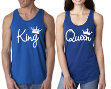 이미지를 갤러리 뷰어에 로드 , King Queen  matching couple tank tops. Couple shirts, Royal Blue tank top for men, tank top for women. Cute shirts.
