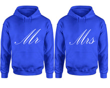 Görseli Galeri görüntüleyiciye yükleyin, Mr and Mrs hoodies, Matching couple hoodies, Royal Blue pullover hoodies
