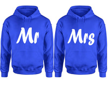 Charger l&#39;image dans la galerie, Mr and Mrs hoodies, Matching couple hoodies, Royal Blue pullover hoodies
