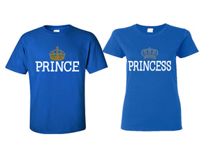 Prince Princess matching couple shirts.Couple shirts, Royal Blue t shirts for men, t shirts for women. Couple matching shirts.