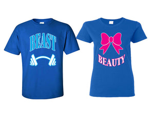 Beast Beauty matching couple shirts.Couple shirts, Royal Blue t shirts for men, t shirts for women. Couple matching shirts.