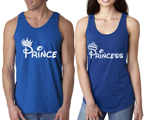 Prince Princess  matching couple tank tops. Couple shirts, Royal Blue tank top for men, tank top for women. Cute shirts.