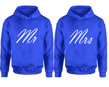 將圖片載入圖庫檢視器 Mr and Mrs hoodies, Matching couple hoodies, Royal Blue pullover hoodies
