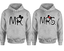 Cargar imagen en el visor de la galería, Mr Mrs hoodie, Matching couple hoodies, Sports Grey pullover hoodies. Couple jogger pants and hoodies set.
