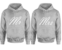 Görseli Galeri görüntüleyiciye yükleyin, Mr and Mrs hoodies, Matching couple hoodies, Sports Grey pullover hoodies
