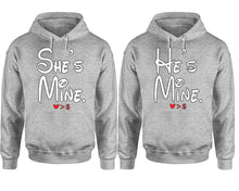 將圖片載入圖庫檢視器 She&#39;s Mine He&#39;s Mine hoodie, Matching couple hoodies, Sports Grey pullover hoodies. Couple jogger pants and hoodies set.
