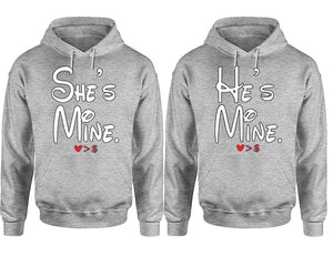 She's Mine He's Mine hoodie, Matching couple hoodies, Sports Grey pullover hoodies. Couple jogger pants and hoodies set.