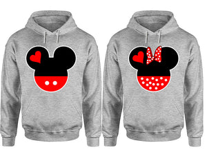 Mickey Minnie hoodie, Matching couple hoodies, Sports Grey pullover hoodies. Couple jogger pants and hoodies set.
