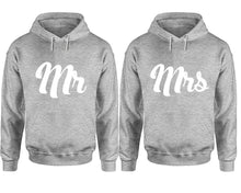 Cargar imagen en el visor de la galería, Mr and Mrs hoodies, Matching couple hoodies, Sports Grey pullover hoodies
