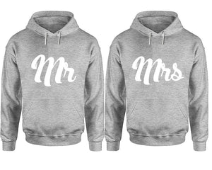 Mr and Mrs hoodies, Matching couple hoodies, Sports Grey pullover hoodies