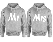 Cargar imagen en el visor de la galería, Mr and Mrs hoodies, Matching couple hoodies, Sports Grey pullover hoodies
