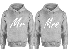 將圖片載入圖庫檢視器 Mr and Mrs hoodies, Matching couple hoodies, Sports Grey pullover hoodies
