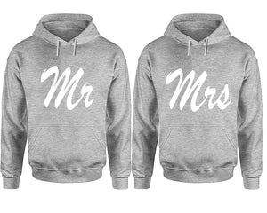 Mr and Mrs hoodies, Matching couple hoodies, Sports Grey pullover hoodies