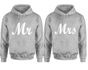 Mr and Mrs hoodies, Matching couple hoodies, Sports Grey pullover hoodies
