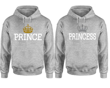將圖片載入圖庫檢視器 Prince Princess hoodie, Matching couple hoodies, Sports Grey pullover hoodies. Couple jogger pants and hoodies set.
