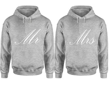 Cargar imagen en el visor de la galería, Mr and Mrs hoodies, Matching couple hoodies, Sports Grey pullover hoodies
