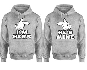 I'm Hers He's Mine hoodie, Matching couple hoodies, Sports Grey pullover hoodies. Couple jogger pants and hoodies set.