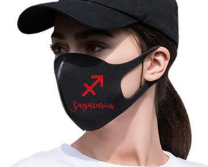 Sagittarius Silk Cotton face mask with Red Glitter color design. Washable, reusable face mask.