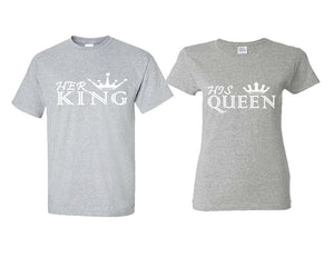 Her King and His Queen matching couple shirts.Couple shirts, Sports Grey t shirts for men, t shirts for women. Couple matching shirts.