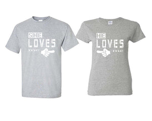 She Loves Me and He Loves Me matching couple shirts.Couple shirts, Sports Grey t shirts for men, t shirts for women. Couple matching shirts.