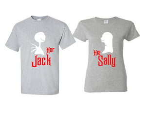 Her Jack His Sally matching couple shirts.Couple shirts, Sports Grey t shirts for men, t shirts for women. Couple matching shirts.