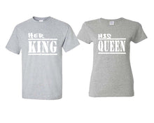 Charger l&#39;image dans la galerie, Her King and His Queen matching couple shirts.Couple shirts, Sports Grey t shirts for men, t shirts for women. Couple matching shirts.
