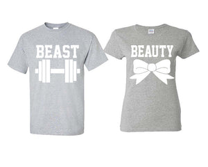 Beast and Beauty matching couple shirts.Couple shirts, Sports Grey t shirts for men, t shirts for women. Couple matching shirts.