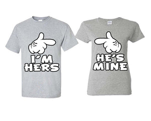I'm Hers He's Mine matching couple shirts.Couple shirts, Sports Grey t shirts for men, t shirts for women. Couple matching shirts.
