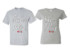 She's Mine He's Mine matching couple shirts.Couple shirts, Sports Grey t shirts for men, t shirts for women. Couple matching shirts.