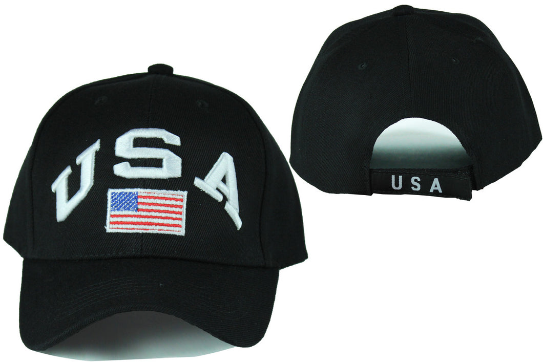 USA United States designer baseball hats, embroidered baseball caps, Black baseball cap