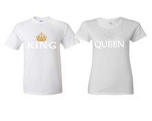 Load image into Gallery viewer, King Queen matching couple shirts.Couple shirts, White t shirts for men, t shirts for women. Couple matching shirts.
