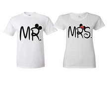 Load image into Gallery viewer, Mr Mrs matching couple shirts.Couple shirts, White t shirts for men, t shirts for women. Couple matching shirts.
