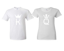 Charger l&#39;image dans la galerie, King Queen matching couple shirts.Couple shirts, White t shirts for men, t shirts for women. Couple matching shirts.
