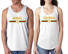 Load image into Gallery viewer, King Queen  matching couple tank tops. Couple shirts, White tank top for men, tank top for women. Cute shirts.

