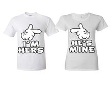 Load image into Gallery viewer, I&#39;m Hers He&#39;s Mine matching couple shirts.Couple shirts, White t shirts for men, t shirts for women. Couple matching shirts.
