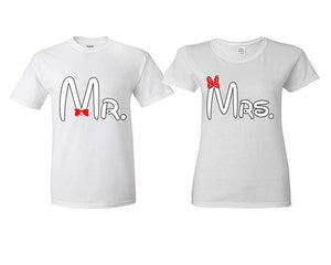 Mr Mrs matching couple shirts.Couple shirts, White t shirts for men, t shirts for women. Couple matching shirts.