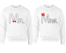 將圖片載入圖庫檢視器 Mr Mrs couple sweatshirts. White sweaters for men, sweaters for women. Sweat shirt. Matching sweatshirts for couples
