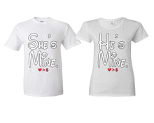Görseli Galeri görüntüleyiciye yükleyin, She&#39;s Mine He&#39;s Mine matching couple shirts.Couple shirts, White t shirts for men, t shirts for women. Couple matching shirts.
