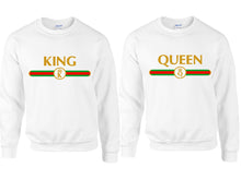 將圖片載入圖庫檢視器 King Queen couple sweatshirts. White sweaters for men, sweaters for women. Sweat shirt. Matching sweatshirts for couples
