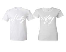 Charger l&#39;image dans la galerie, Hubby Wifey matching couple shirts.Couple shirts, White t shirts for men, t shirts for women. Couple matching shirts.
